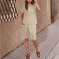 thumbnail image 2 of Ihhxva Women's Cotton Linen Lounge Set with Pockets Casual Relaxed Short Sleeve Shorts Summer Vacation Loungewear Two Piece Soft Breathable Loose Fit S-2XL, 2 of 6