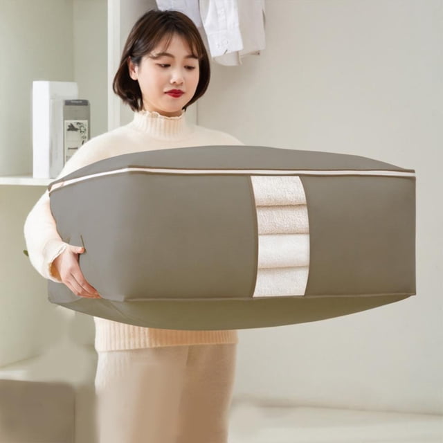 Feltree Large Capacity Clothes Storage Bag Organizer with Reinforced Handle Thick Fabric for Comforters Blankets Bedding Foldable with Sturdy Zipper Clear Window