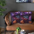 thumbnail image 5 of Halloween Throw Pillow Covers, Halloween Witch Hat Cat Halloween Decorations Square Pillow Cases with Invisible Zipper for Bed Couch Sofa, Farmhouse Halloween Decor-2 Pack 18x18, 5 of 6