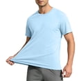 thumbnail image 6 of TOMVIGX Workout Shirts for Men Short Sleeve Quick Dry Uv Protection Fishing Gym Shirts Lightweight Breathable Crew Neck Moisture Wicking Shirts Light Blue XL, 6 of 6