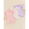 thumbnail image 4 of Aojekbee Baby Girls Summer Casual Jumpsuit Solid Color Short Sleeve O Neck Ruffle Romper, 4 of 10