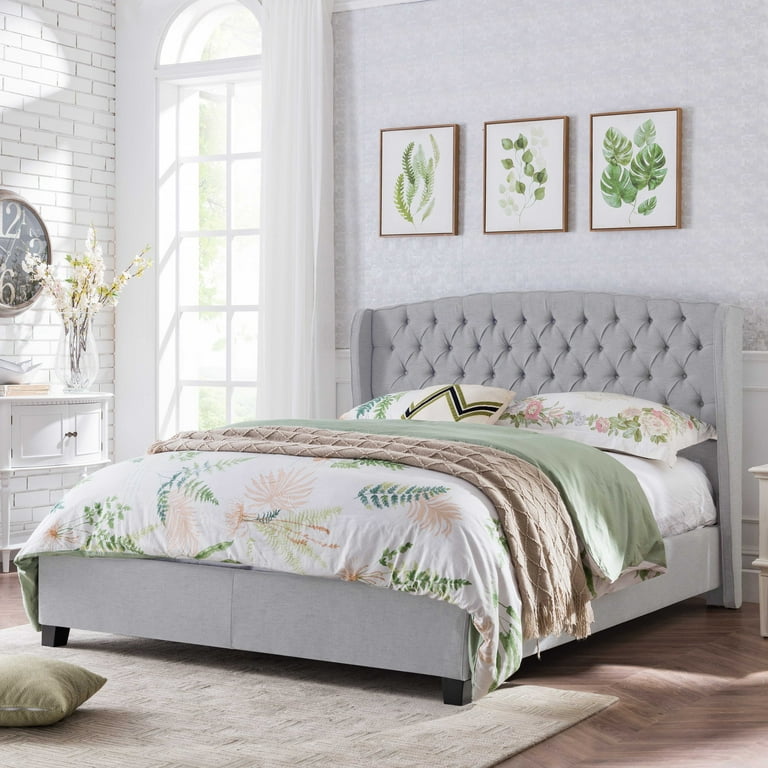 Twilight Fully Upholstered King Size Platform Bed Frame Low