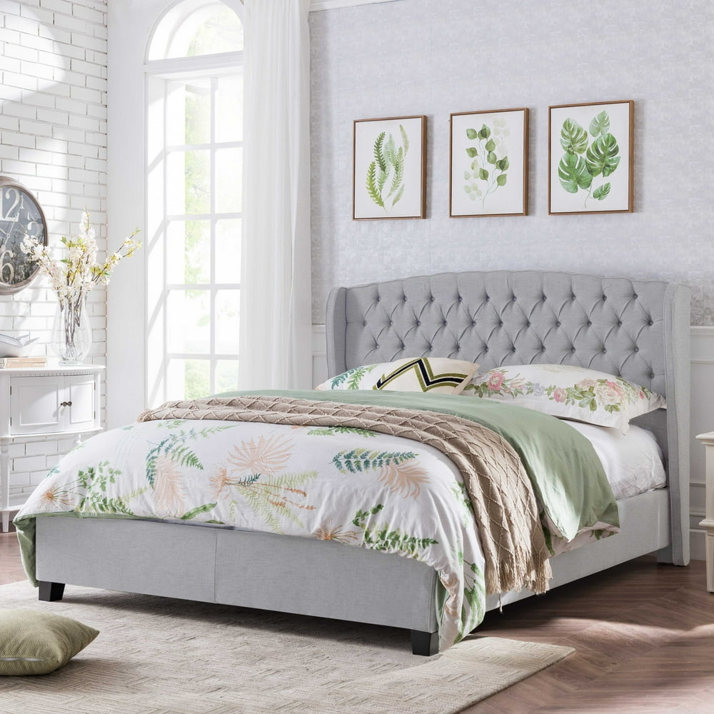 Twilight Fully-Upholstered King-Size Platform Bed Frame, Low-Profile