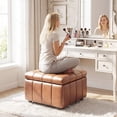 thumbnail image 7 of Poshby Square Faux Leather Storage Ottoman, Coffee Table Footrest Stool with Pulley Legs for Living Room or Bedroom, Brown, 7 of 7