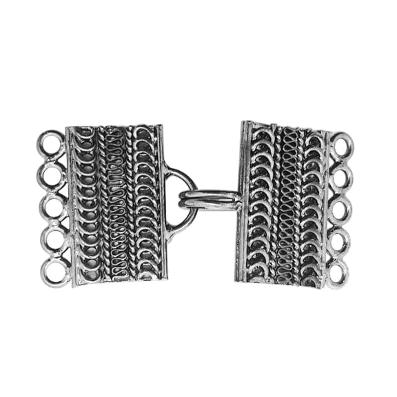 CR-470 Black Rhodium Overlay Multi Strand Clasp With 5 Holes