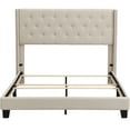 thumbnail image 6 of Beige Queen Size Bed Frame, Upholstered Bed Frame Queen, Linen Fabric Platform Bed Frame with Button Tufted Headboard, 500LBS Load Capcity, 6 of 10