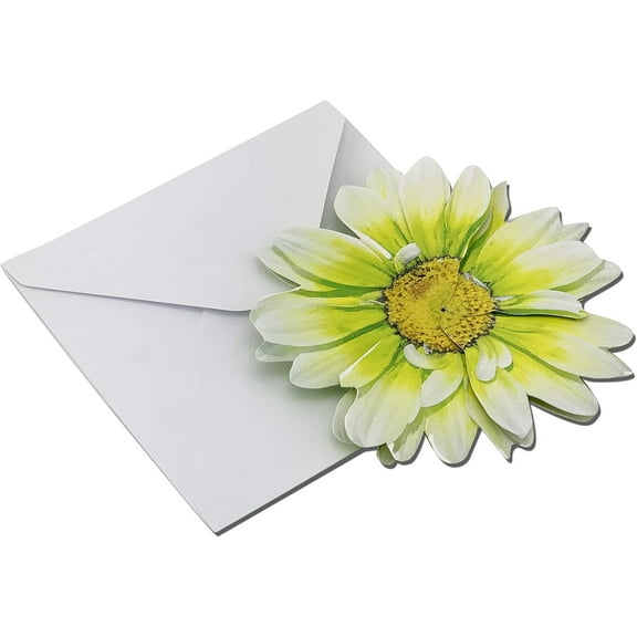 Lime Green 3-D Flower Pop Up Cards - 4" Wide, Set of 25, Birthday, Mother's Day, Easter, Greeting Card, Wedding Favors, Get Well, Thank You