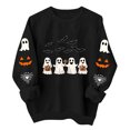 thumbnail image 2 of Molidfa Women's Black Halloween Sweatshirt Ghost Squad Graphic Crew Neck Top, 2 of 5