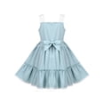 thumbnail image 2 of Girls Dress Blue Plaid 1950s Retro Strap Sleeveless Princess Casual 6 Years, 2 of 6
