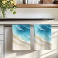 thumbnail image 7 of Blue Gradient Beach Kitchen Towels Set of 2, Watercolor Coastal Seaside Waves Ombre Absorbent Dish Towels for Kitchen, Microfiber Hand Towel, Quick Drying Tea Towel for Cleaning Decorative Dishcloths, 7 of 7