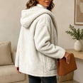thumbnail image 4 of Fewfanhot Womens Clothes Fleece Sherpa Fuzzy Winter Warm Coat Hooded with Pockets Zip-Up Casual Top, 4 of 7