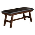 thumbnail image 1 of Benzara Rubber Wood Bench With Faux Leather Upholstery Large Brown, 1 of 1