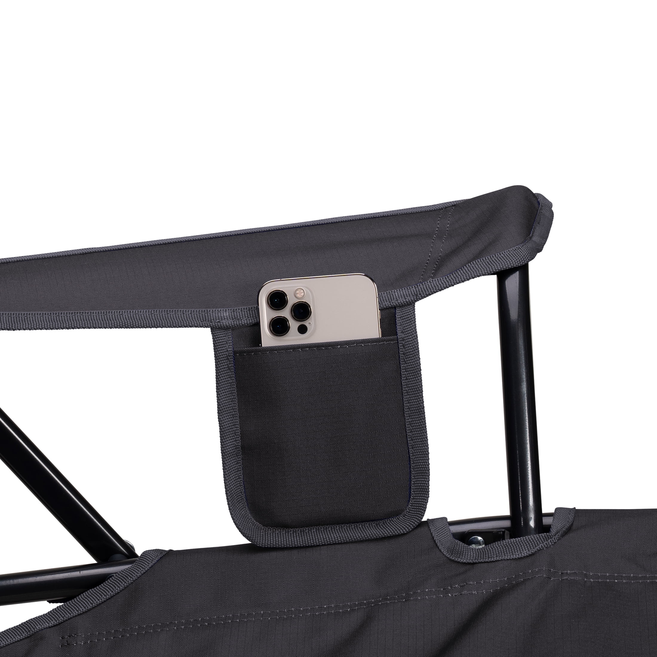 GCI Outdoor Comfort Pro Rocker Foldable Rocking Camp Chair with Solid Backrest, Dark Charcoal