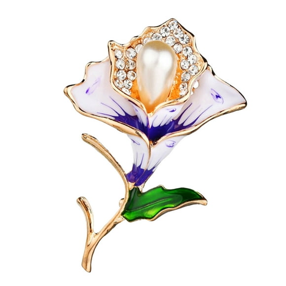 PVCS Vintage nostalgic Elegant flower pearl painting Oil brooch for Women jewelry