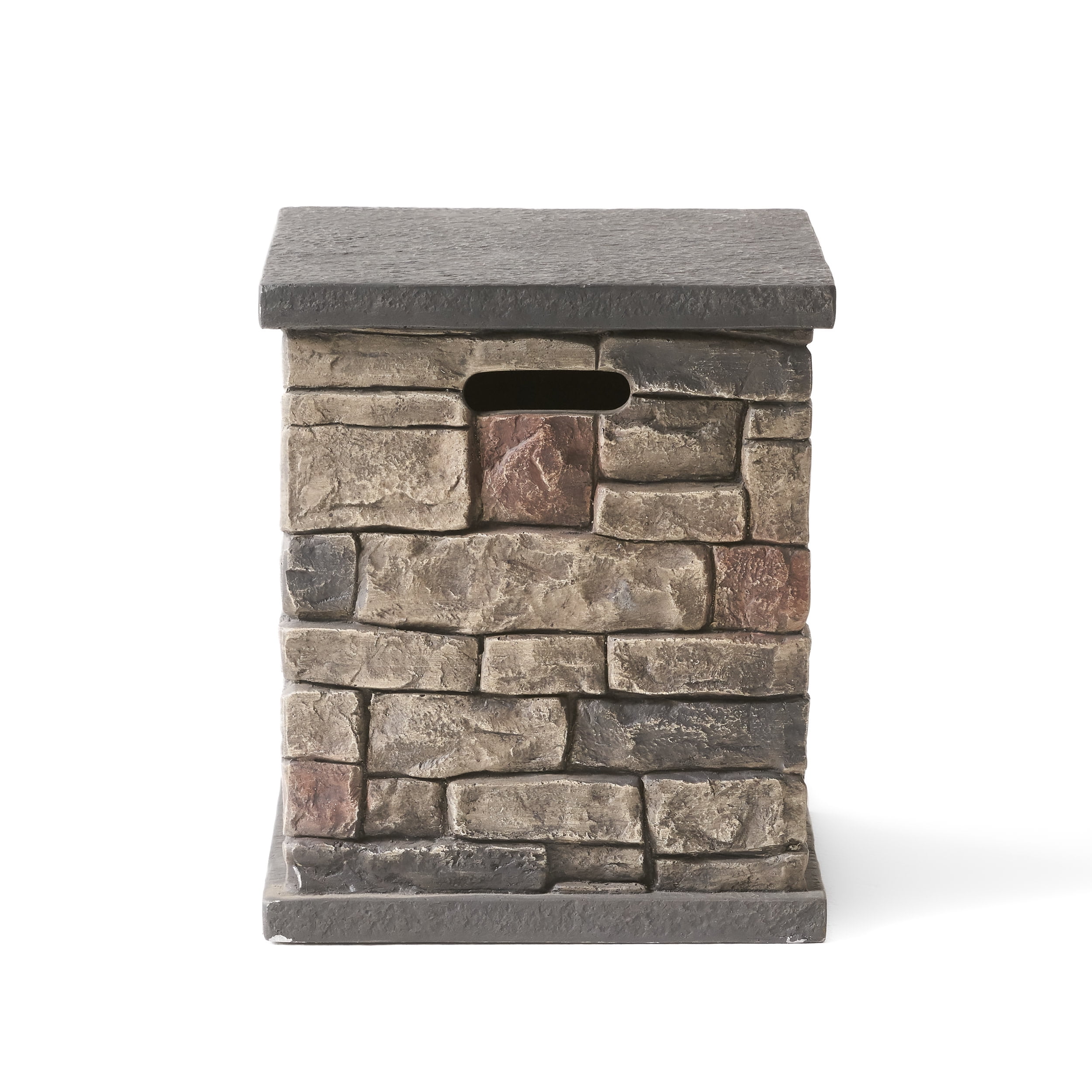Fox Lightweight Concrete Outdoor Tank Holder Side Table, Stone Finish