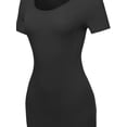 thumbnail image 4 of A2Y Women's Solid Fitted Classic Short Sleeve Premium Cotton Midi Dress Black L, 4 of 5