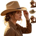 thumbnail image 5 of VBEWZET Shapeable Brim Woven Cowboy Cap, Band Decor Packable Protection Beach Hat for Riding, Fishing, Camping & Vacation, 5 of 7