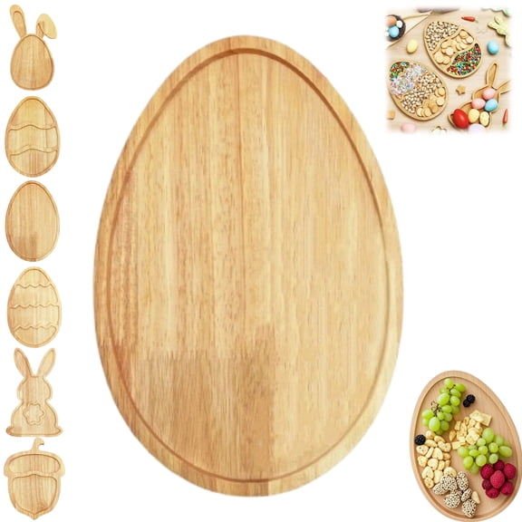 Easter Wooden Bunny Serving Tray, Easter Rabbit Charcuterie Board, Bunny Snack Platter for Easter Holiday Party Decor and Food Display,D