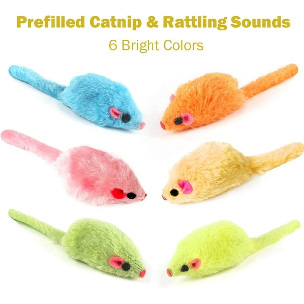 Real fur mice cat toys best sale with rattle