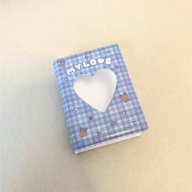 Álbum de fotos mini Photoclone de 3 pulgadas con diseño de perro y conejo a cuadros con diseño de estrellas Aidou, libro de almacenamiento pequeño tipo libro Kaka