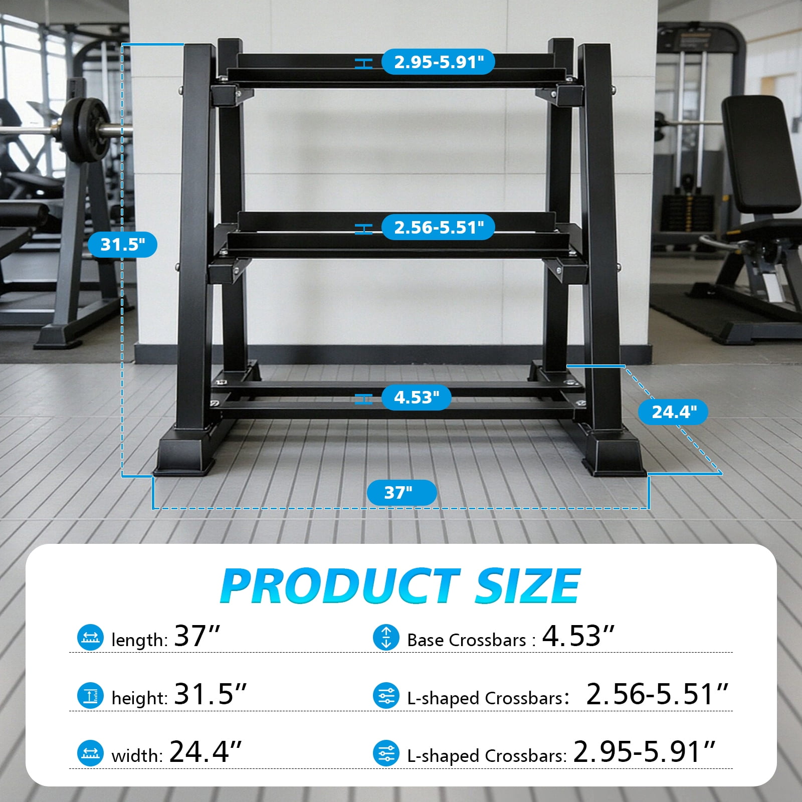 Dumbbell Rack, Primy Dumbbells Storage Rack 3 Tier 1100lb Weights Rack Stand Holder for Dumbbells, Kettlebells, and Weight Plates, Home Gym Storage Organizer