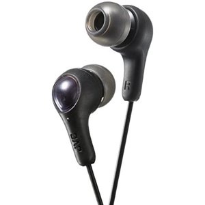 JVC Cool and Comfortable Gumy Plus Earbuds, Olive Black (HAFX7B)