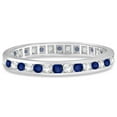 thumbnail image 2 of 1.04ct Blue Sapphire and Diamond Channel Set Eternity Band 14k Gold Ring, 2 of 5