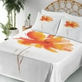 thumbnail image 5 of Ambesonne Nature Fitted & Top Sheet Set with Shams, Romantic Poppy, White Orange, 5 of 8