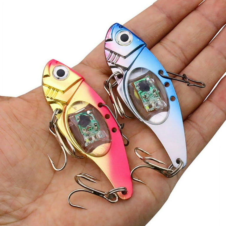 Keimprove Fishing Lures Luya Bait Metal Electronic Vib Fake Swimbaits  Colorful Long-cast Crankbait LED Flash Fish Hooks Tackle for Freshwater