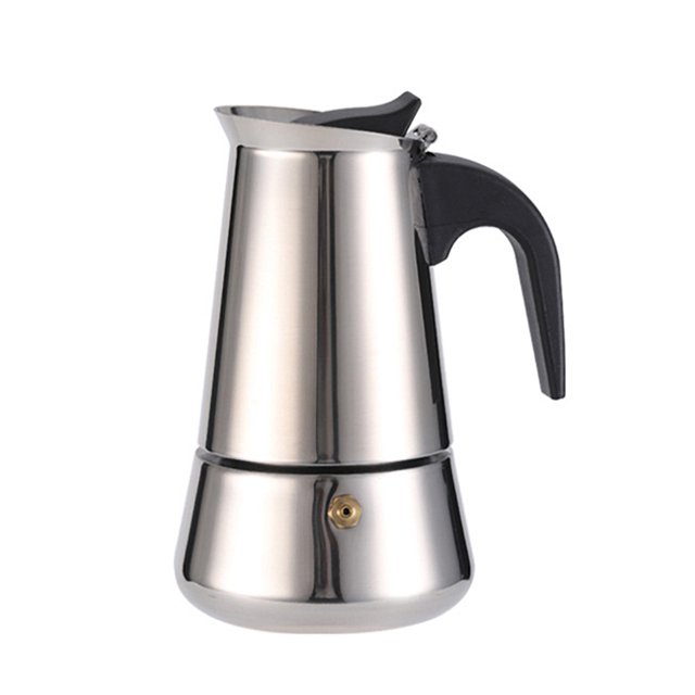 Moka Pot, Percolator Italian Coffee Maker With Ergonomic Handle, 4/6/9 Cups Stainless Steel Stovetop Espresso Coffee Maker For Gas Induction Cooker