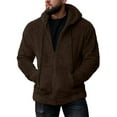 thumbnail image 1 of Hombres Otoño Prendas de abrigo Cremallera Sudadera con cordón Sudaderas con capucha con bolsillos Cárdigan de felpa de manga larga para hombre Chaqueta de invierno de color sólido de ajuste regular, 1 of 2