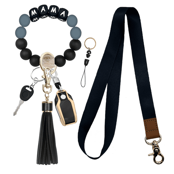 Neck Lanyard for Keys, Wristlet Keychain Bracelet with Key Ring, ID Badge Holder, Gift for Teacher, Women, Men