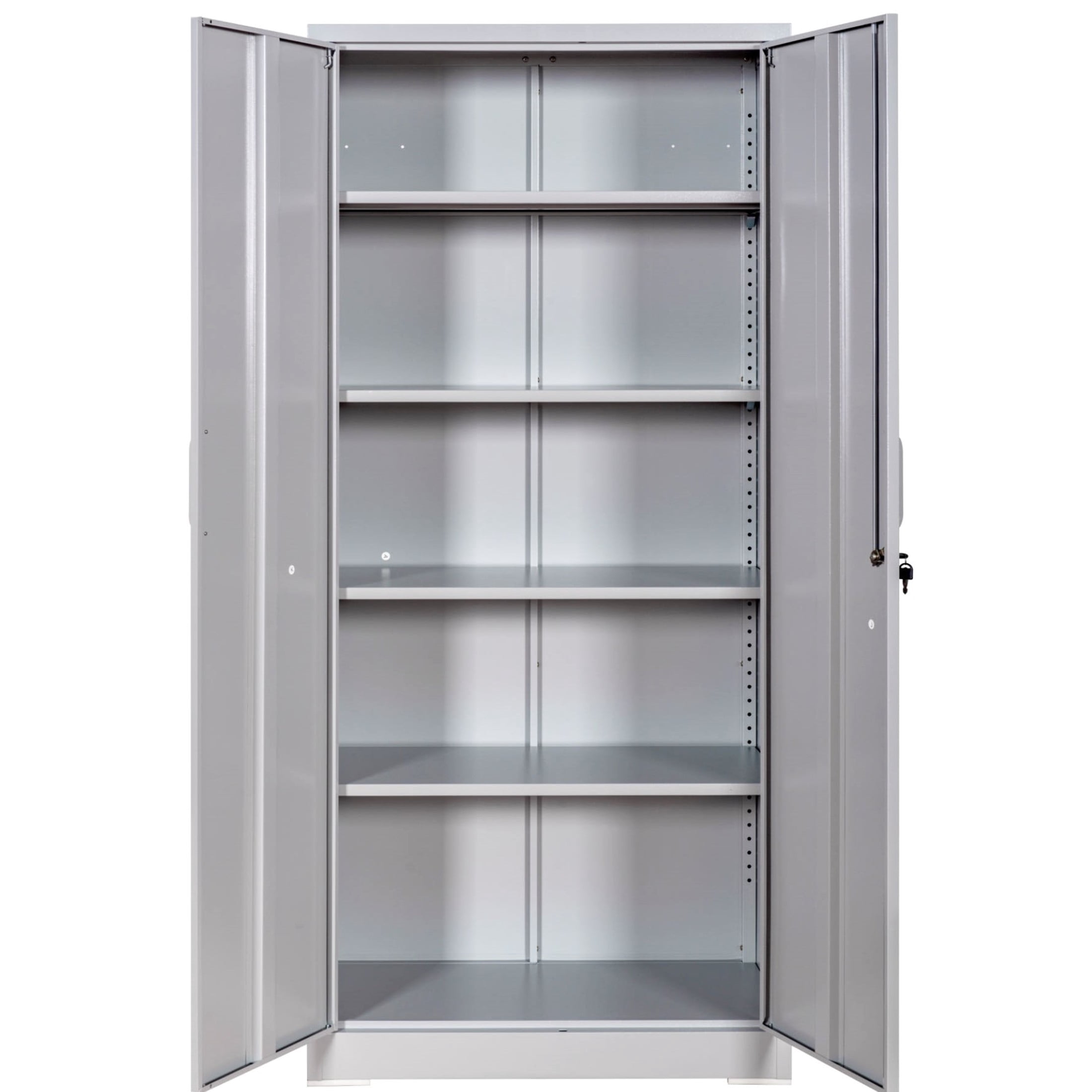 GDF Studio 71" Heavy-Duty Metal Storage Cabinet with Locking Doors & 4 Adjustable Shelves, Gray