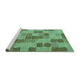 thumbnail image 2 of Ahgly Company Machine Washable Indoor Round Checkered Turquoise Blue Modern Area Rugs, 3' Round, 2 of 4