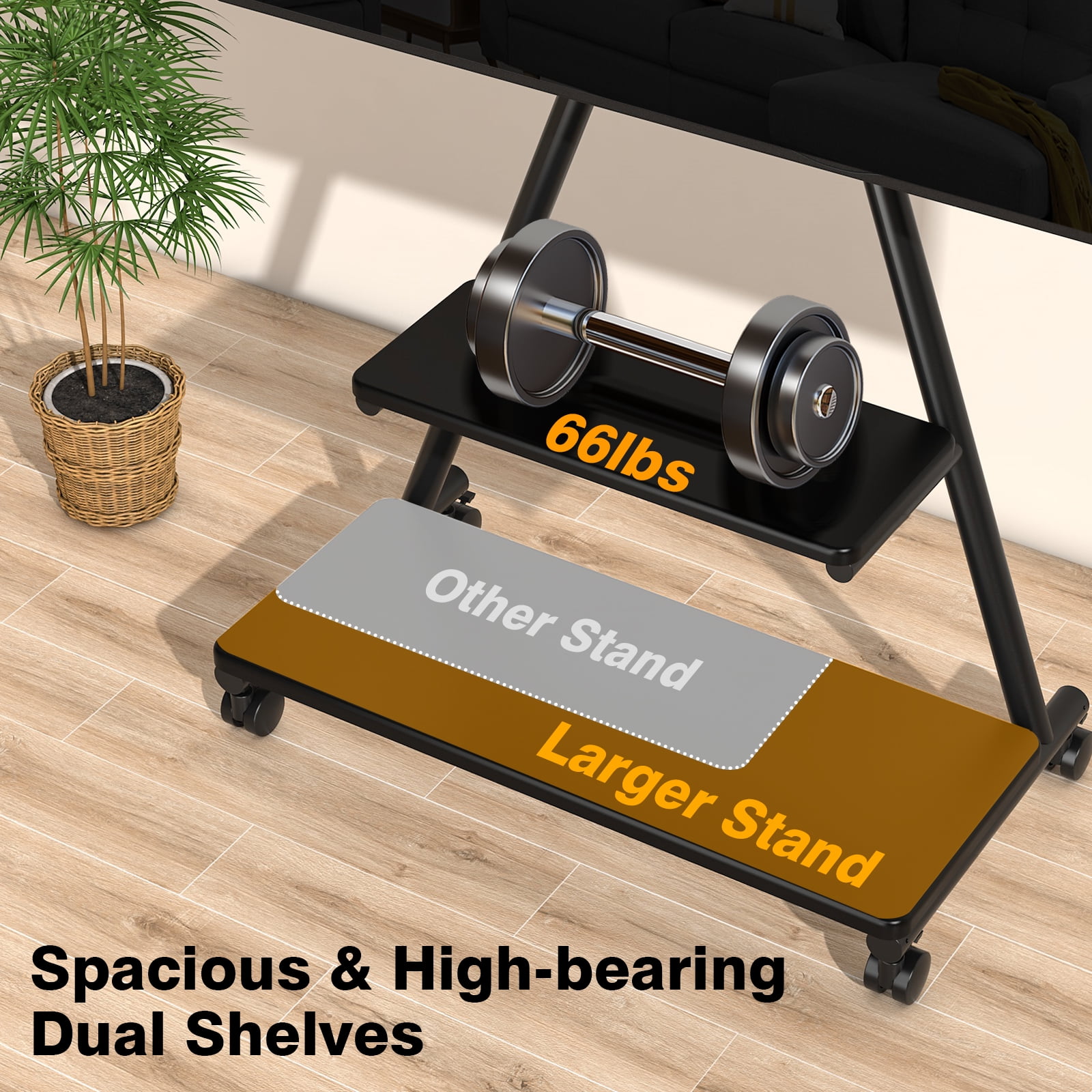TAVR Furniture Universal Mobile TV Cart up to 80 inch TV, Rolling TV Stand on Wheels with Mount with Storage Shelf