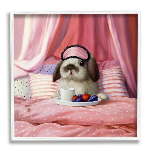 Stupell Industries Adorable House Bunny Rabbit Breakfast In Bed Pink, 24 x 24, Design by Lucia Heffernan
