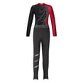 thumbnail image 3 of Alvivi Kids Girls Ice Skating Clothes Sets Long Sleeve Gymnastic Leotard with Tights Pants Outfits Burgundy&Black 12, 3 of 5