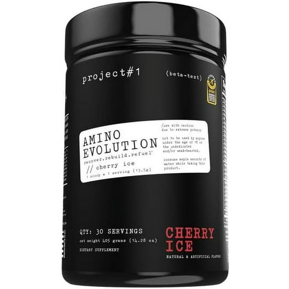 Project #1 AminoEVolution: Pre/Post Workout Powder BCAAs, EAAs, Electrolytes, 30 Servings, Rocketpop