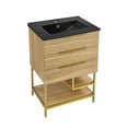 thumbnail image 5 of Carre 24 in. White Oak Bathroom Vanity With Black Ceramic Sink Top, 5 of 9