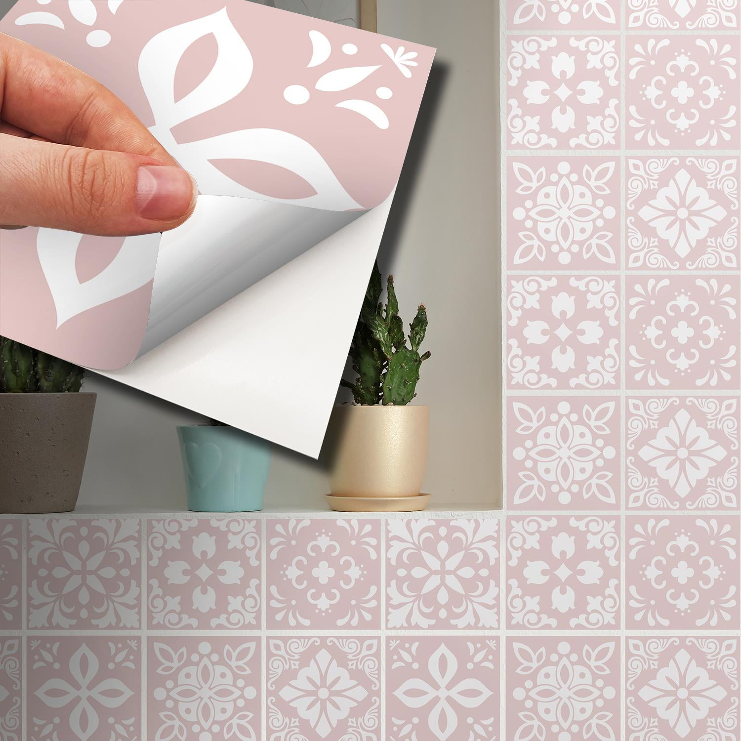 Walplus Peel and Stick Backsplash Sevilla Ligh Pink Spanish Wall Tile