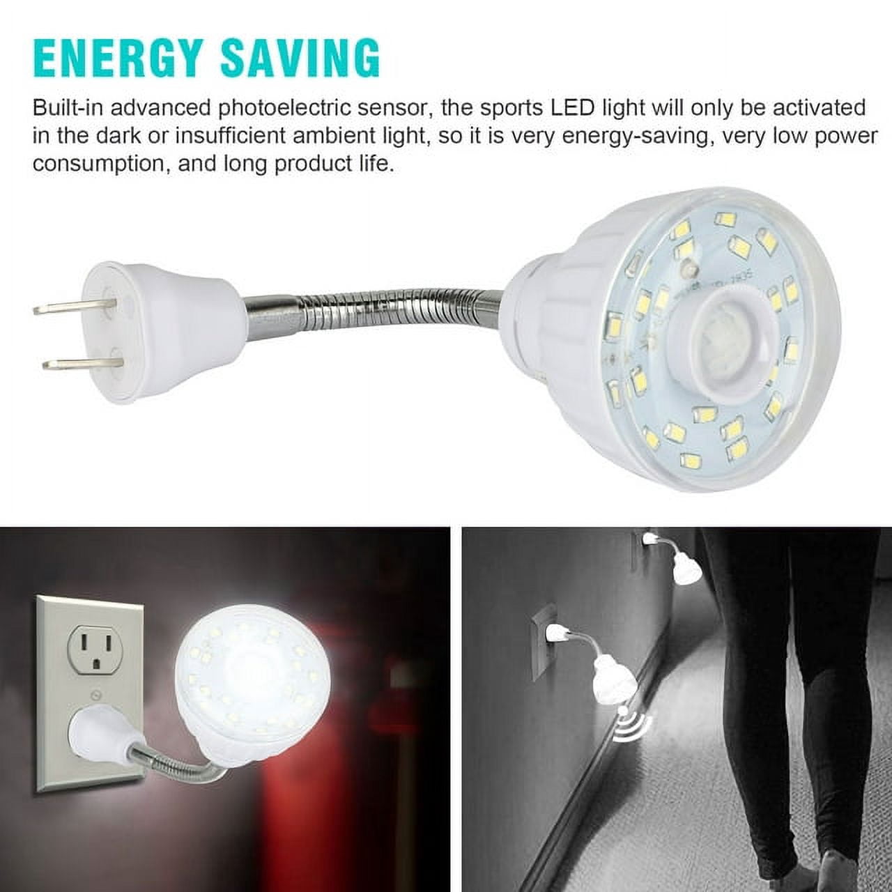 2Pcs 3W Night Lights Auto On/Off, Night Lights Plug Into Wall, Motion Sensor AC Outlet Kids Night Lights for Bedroom, Kitchen, Bathroom, Baby Room, Hallway, White