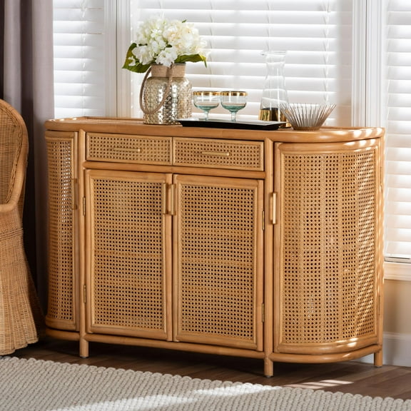 bali & pari McKenna Boho Sideboard, 2-Drawer, Light Honey