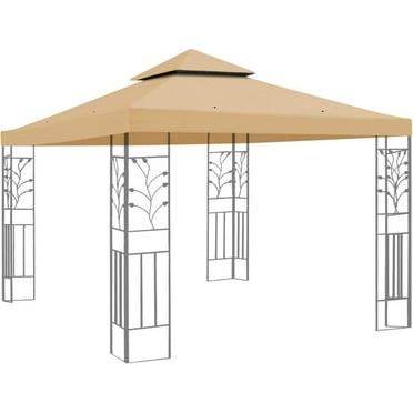 Strong Camel 8 inchX8 inch Dual Tier Gazebo Replacement Canopy Top Patio Pavilion Cover Sunshade Cover Only (Beige)