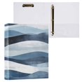 thumbnail image 3 of Sketched Waves Pattern 12.4x10.6in PVC Round Ring Binders, 2-Pack, D-Ring 3-Hole, Metal Clip, 3 of 10