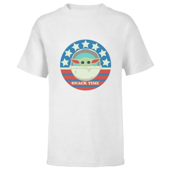 Star Wars The Mandalorian the Child Snack Time Americana - Short Sleeve T-Shirt for Kids - Customized-White