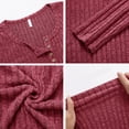 thumbnail image 4 of Womens Fall Sweaters Long Sleeve Pullover Casual V-Neck Knit Sweater Red, 4 of 8