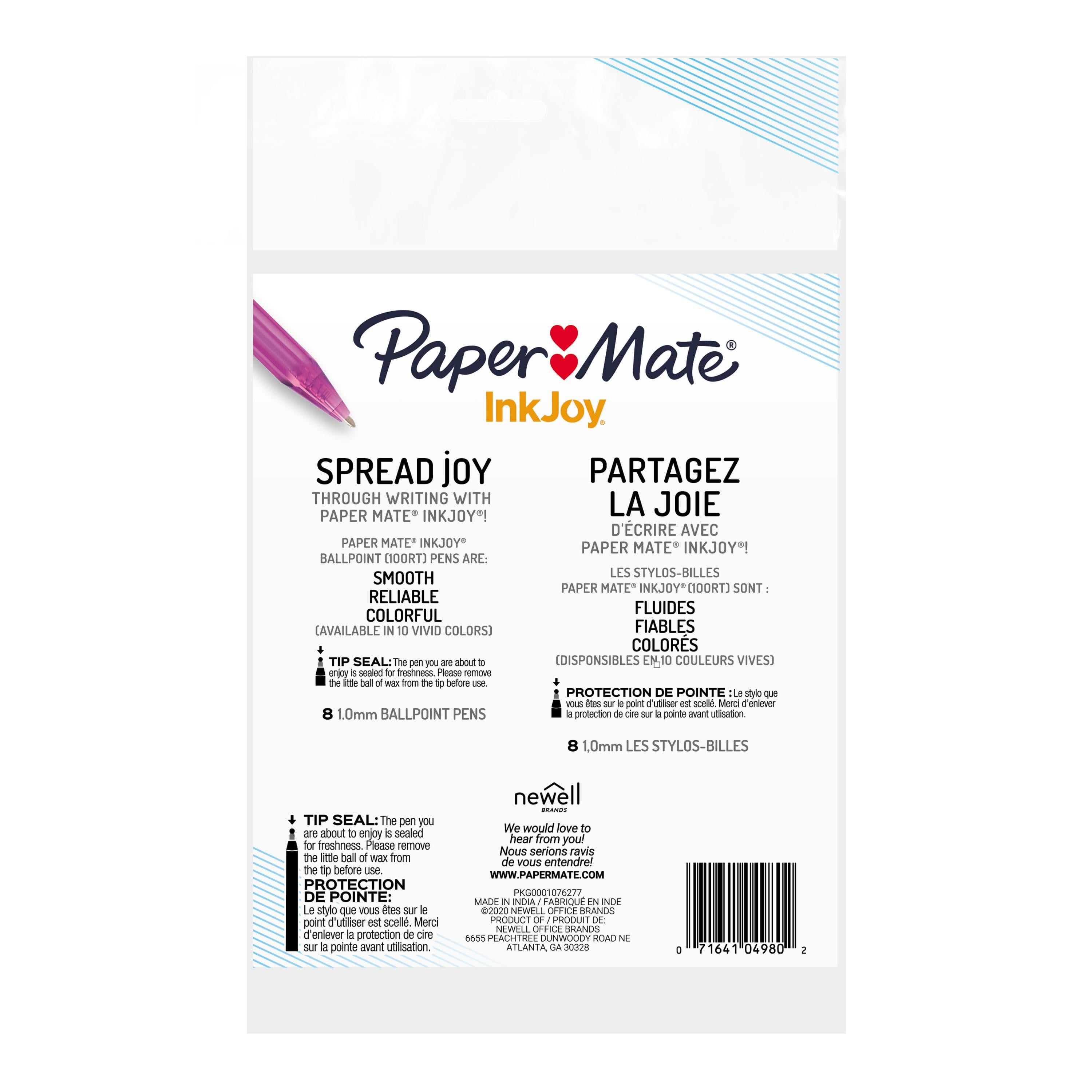 Paper Mate InkJoy 100RT Retractable Ballpoint Pens, Medium Point (1.0 mm), Assorted