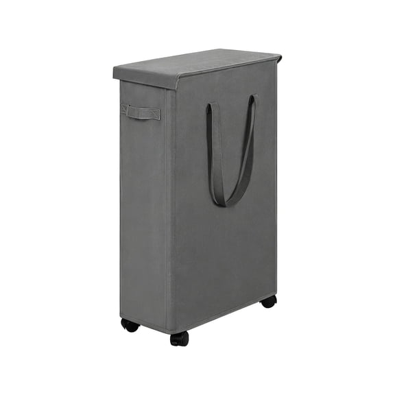 Rolling Laundry Hamper with Lid,Tall Waterproof Fabric Dirty Clothes Basket with Wheels and Carry Handle for Bathroom Laundry Room Bedroom