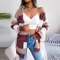 thumbnail image 3 of Womens Fall Fashion 2022! QLEICOM Sweaters for Women, Women's Fashion Autumn Winter Stripes Long Sleeve Cardigan Sweater Coat Tops On Clearance, 3 of 6