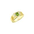 thumbnail image 3 of RYLOS Men's Rings 14K Yellow Gold Classic 7X5MM Oval Gemstone & Diamond Ring Peridot August Birthstone Rings For Men, Gold Rings Size 9, 3 of 7